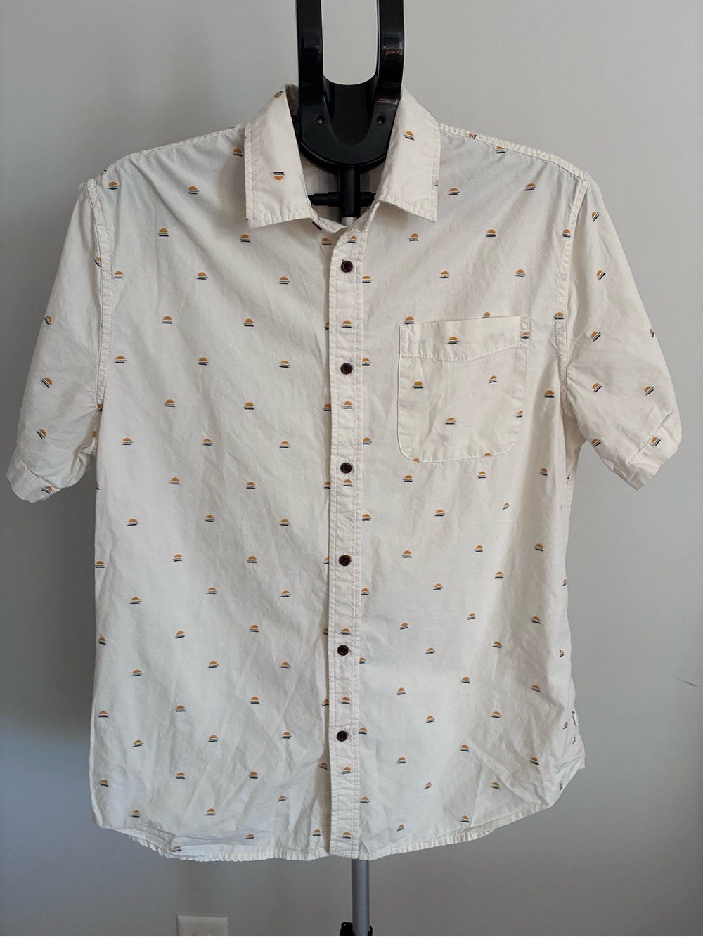 Katin Button Front Short Sleeve Shirt Medium Surf Beach Print
